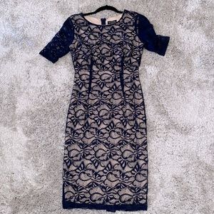 Enfocus studios Blue and Cream print dress
